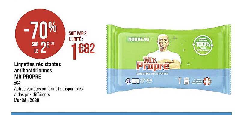 Lingettes Résistantes Antibactériennes Mr Propre