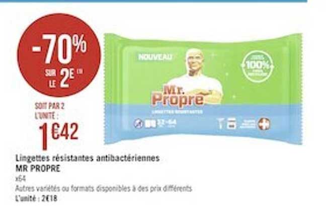 lingettes résistantes antibactériennes mr propre