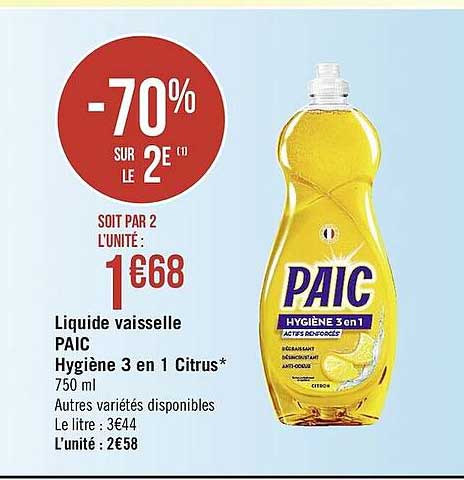 liquide vaisselle paic hygiène 3 en 1 citrus