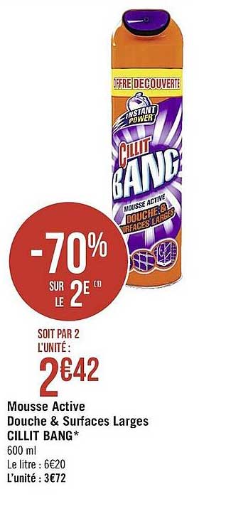 mousse active douche & surfaces larges cillit bang