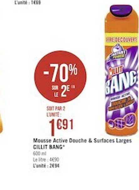 mousse active douche & surfaces larges cillit bang
