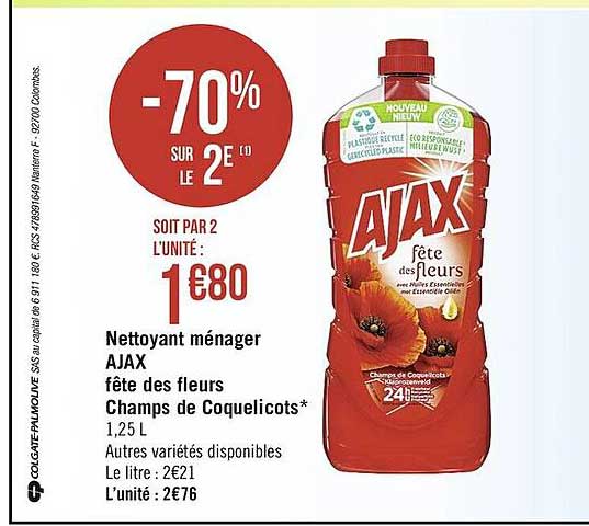 nettoyant ménager ajax fête des fleurs champs de coquelicots