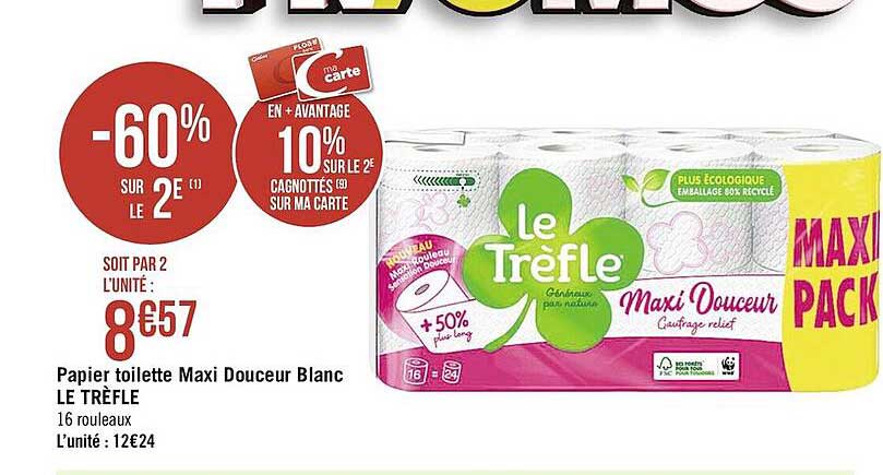 Papier Toilette Maxi Douceur Blanc Le Trèfle