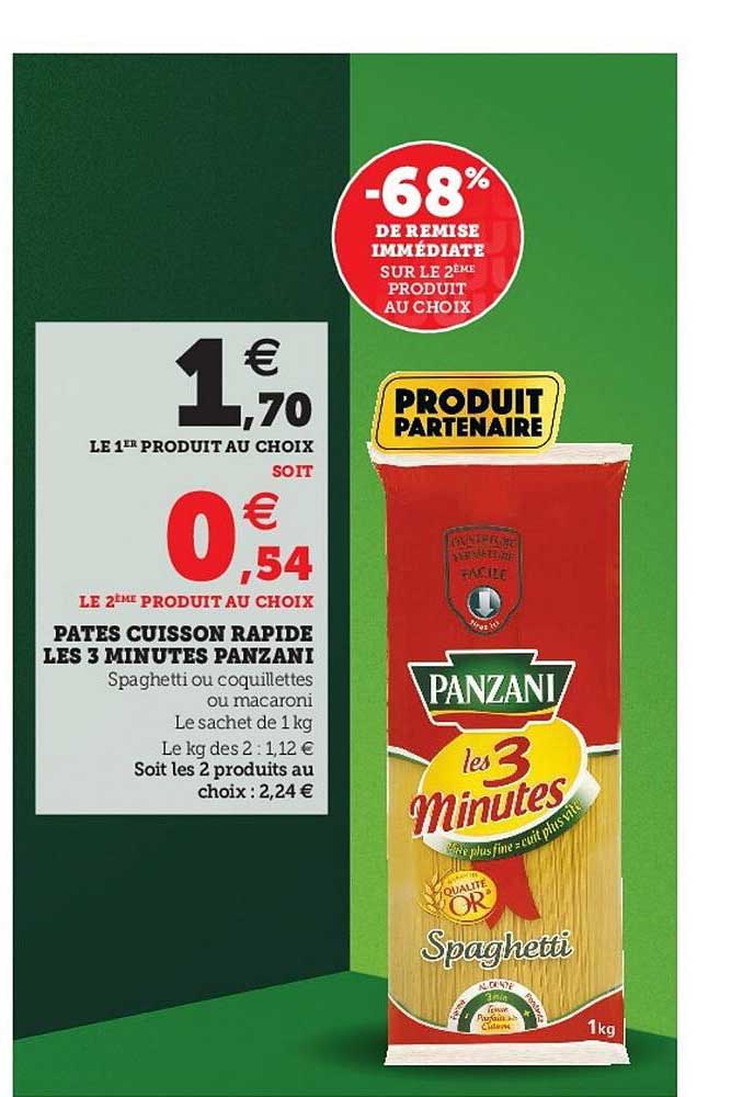 pâtes cuisson rapide les 3 minutes panzani