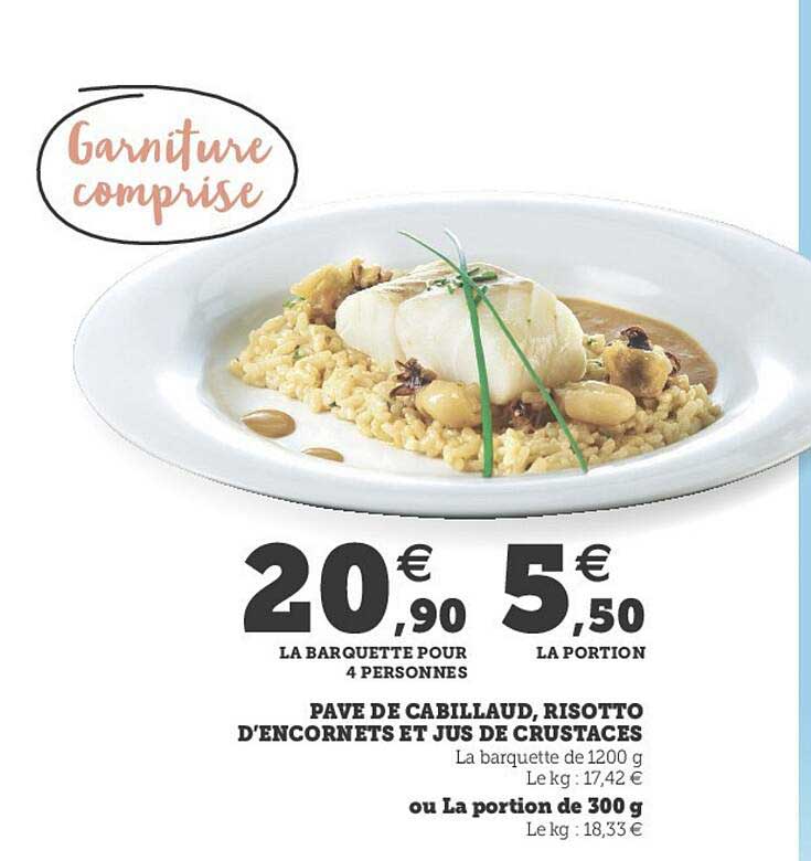 pavé de cabillaud, risotto d'encornets et jus de crustacés
