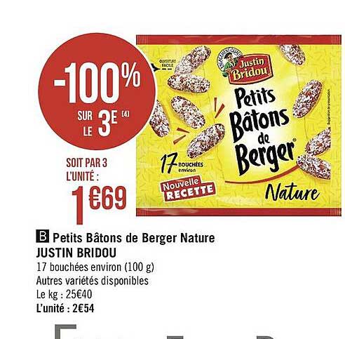petits bâtons de berger nature justin bridou