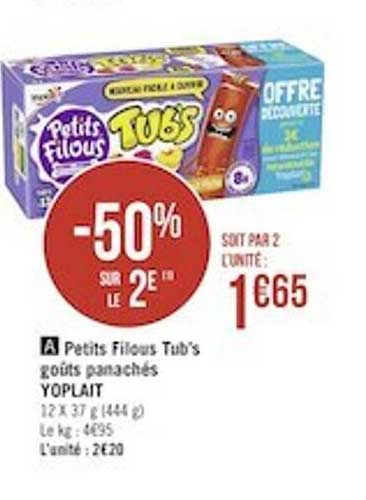 petits filous tub's goûts panachés yoplait