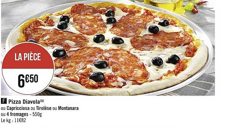 Pizza Diavola Ou Capricciosa Ou Tirolèse Ou Montanara