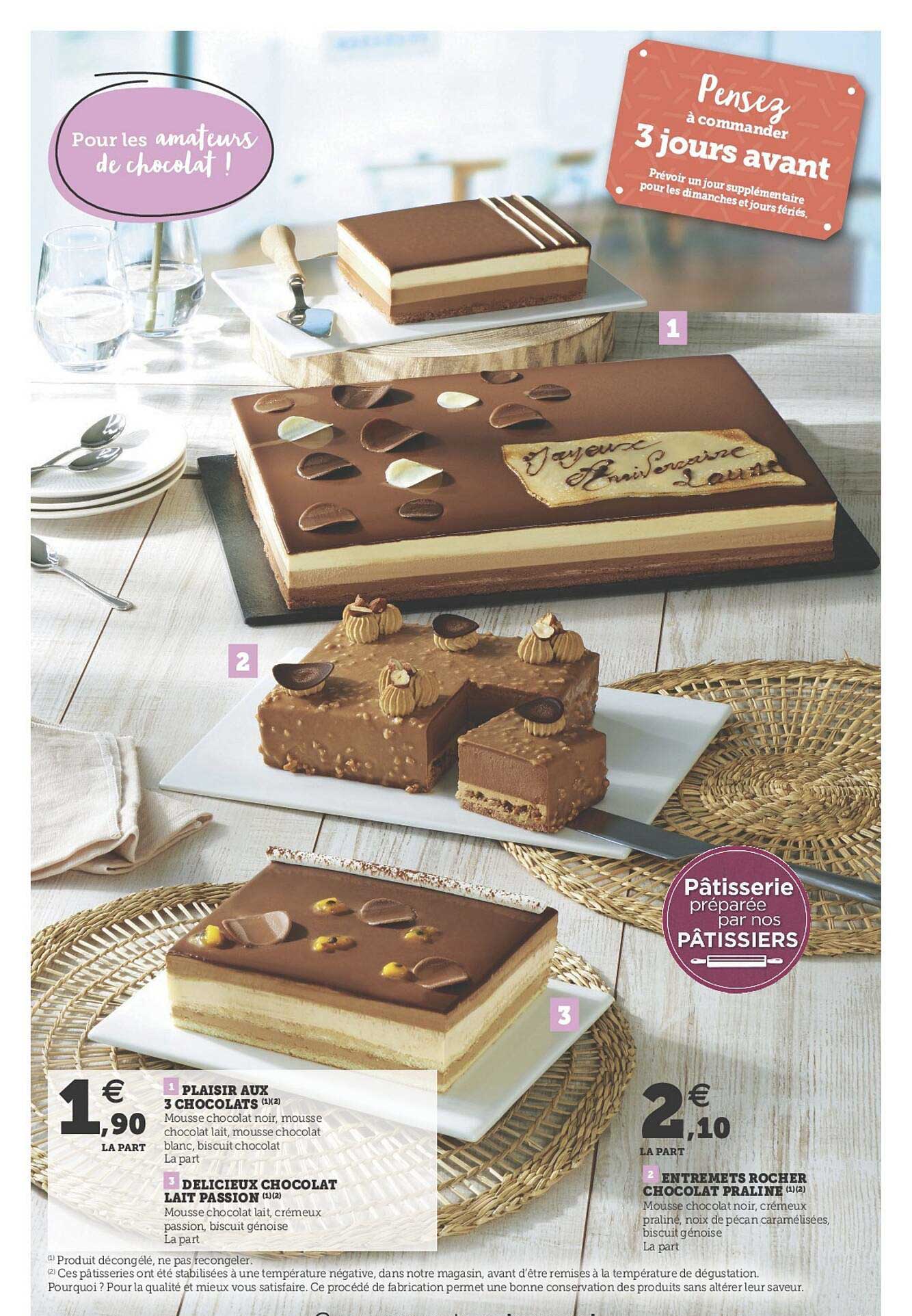 plaisir aux 3 chocolats, délicieux chocolat lait passion, entremets rocher chocolat praliné