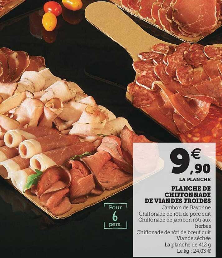 planche de chiffonnade de viandes froides