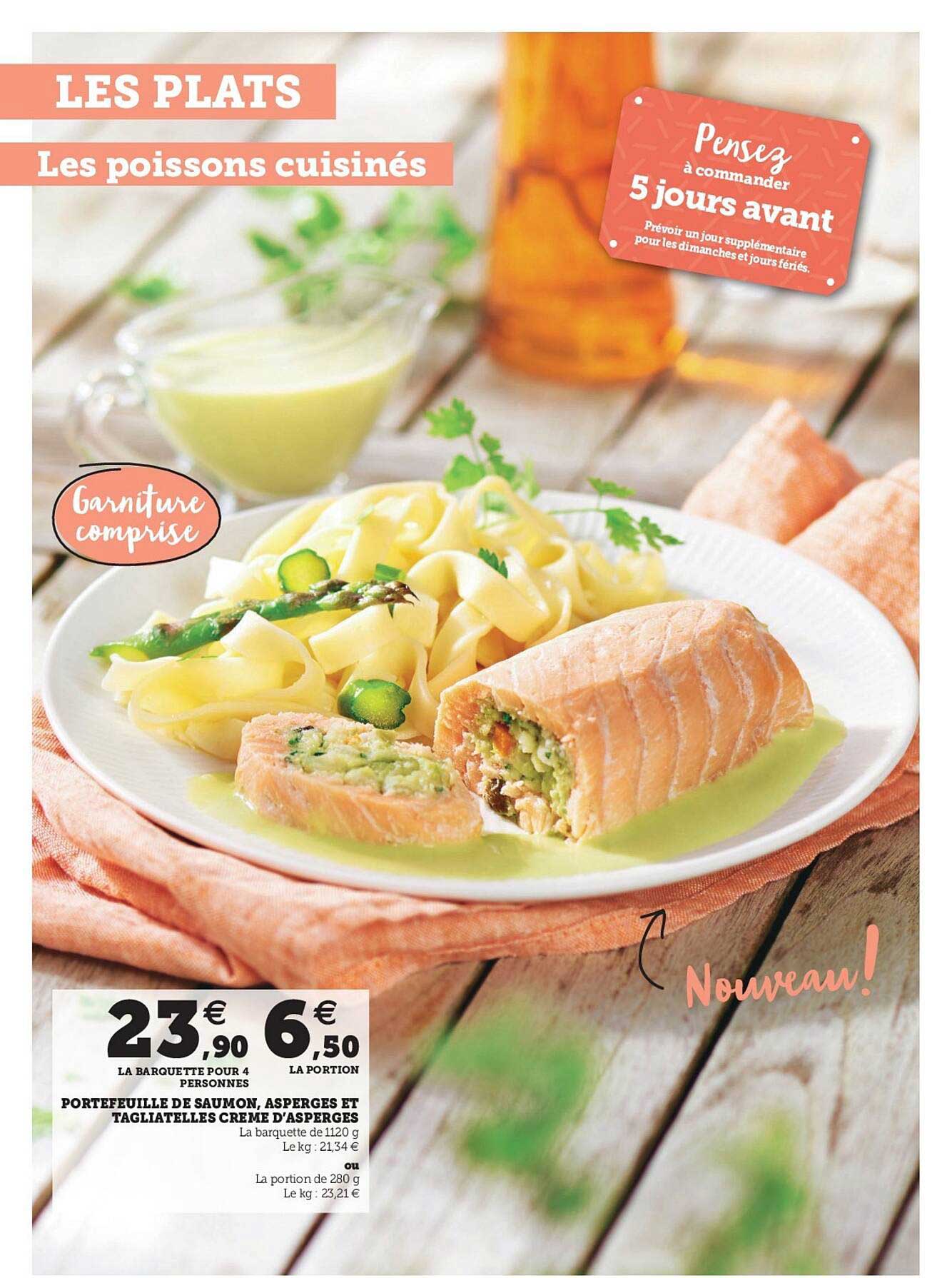 portefeuille de saumon, asperges et tagliatelles crème d'asperges