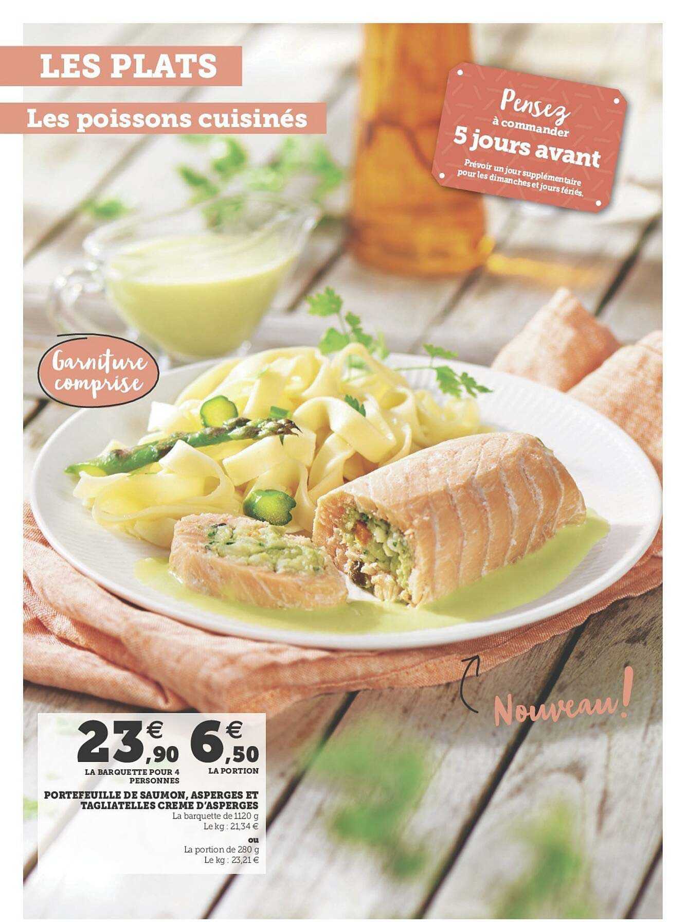 portefeuille de saumon, asperges et tagliatelles crème d'asperges