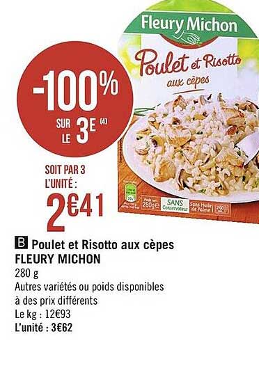 poulet et risotto aux cèpes fleury michon