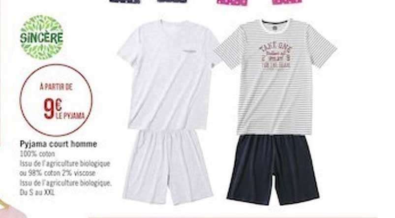 pyjama court homme sincère