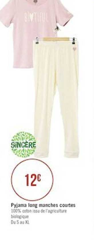 pyjama long manches courtes sincère