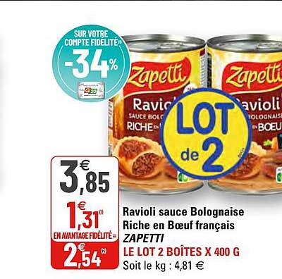 ravioli sauce bolognaise riche en bœuf français zapetti