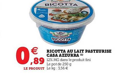 ricotta au lait pasteurisé casa azzurra