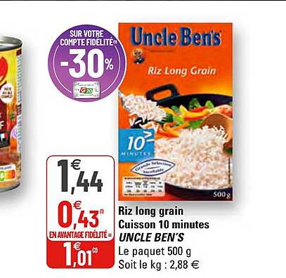 riz long grain cuisson 10 minutes uncle ben's