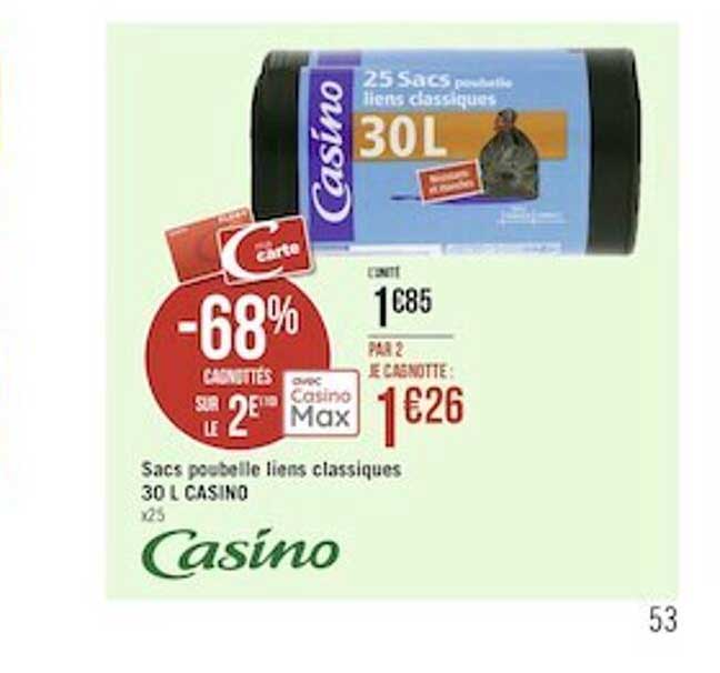 Sacs Poubelle Liens Classiques 30l Casino