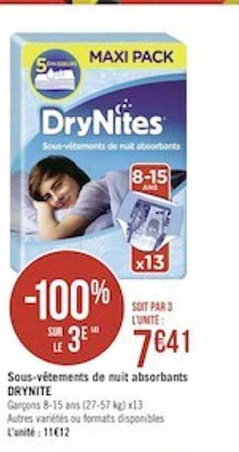 sous-vêtements de nuit absorbants drynite