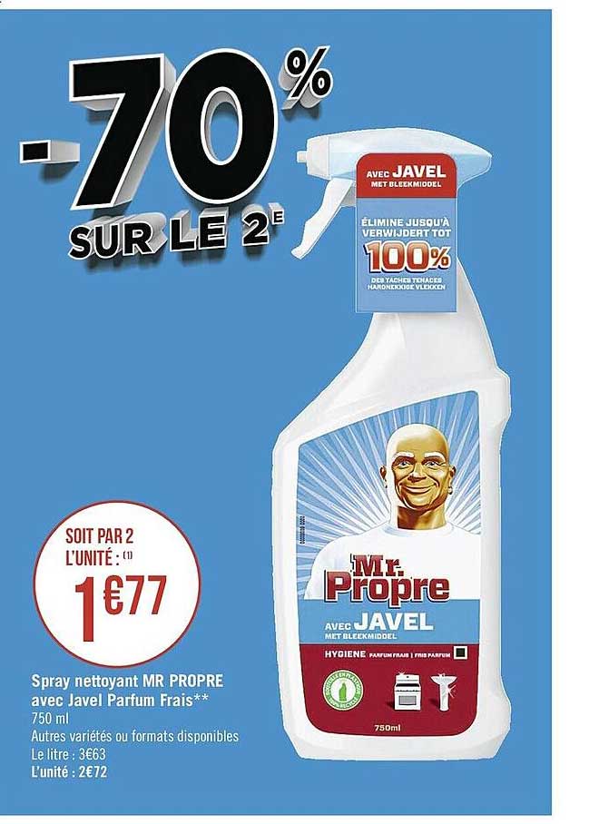 spray nettoyant mr propre avec javel parfum frais