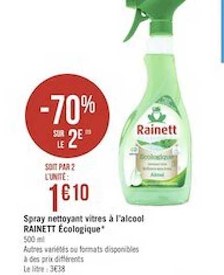 spray nettoyant vitres à l'alcool rainett écologique