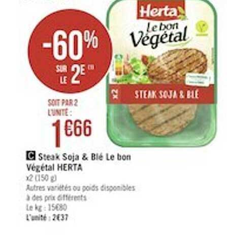 Steak Soja & Blé Le Bon Végétal Herta
