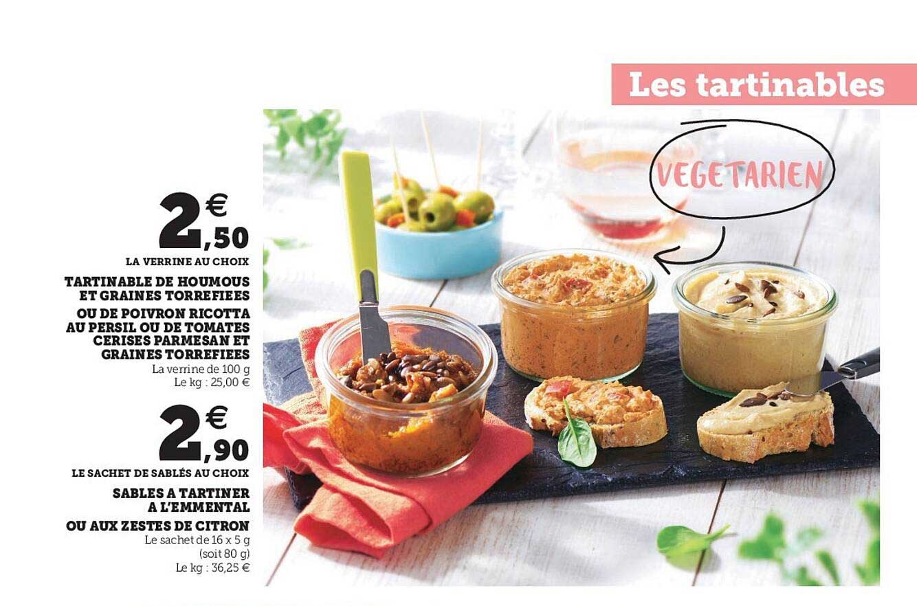 tartinable de houmous et graines torréfiées ou de poivron ricotta au persil ou de tomates cerises parmesan et graines torréfiées, sablés à tartiner à l'emmental ou aux zestes de citron