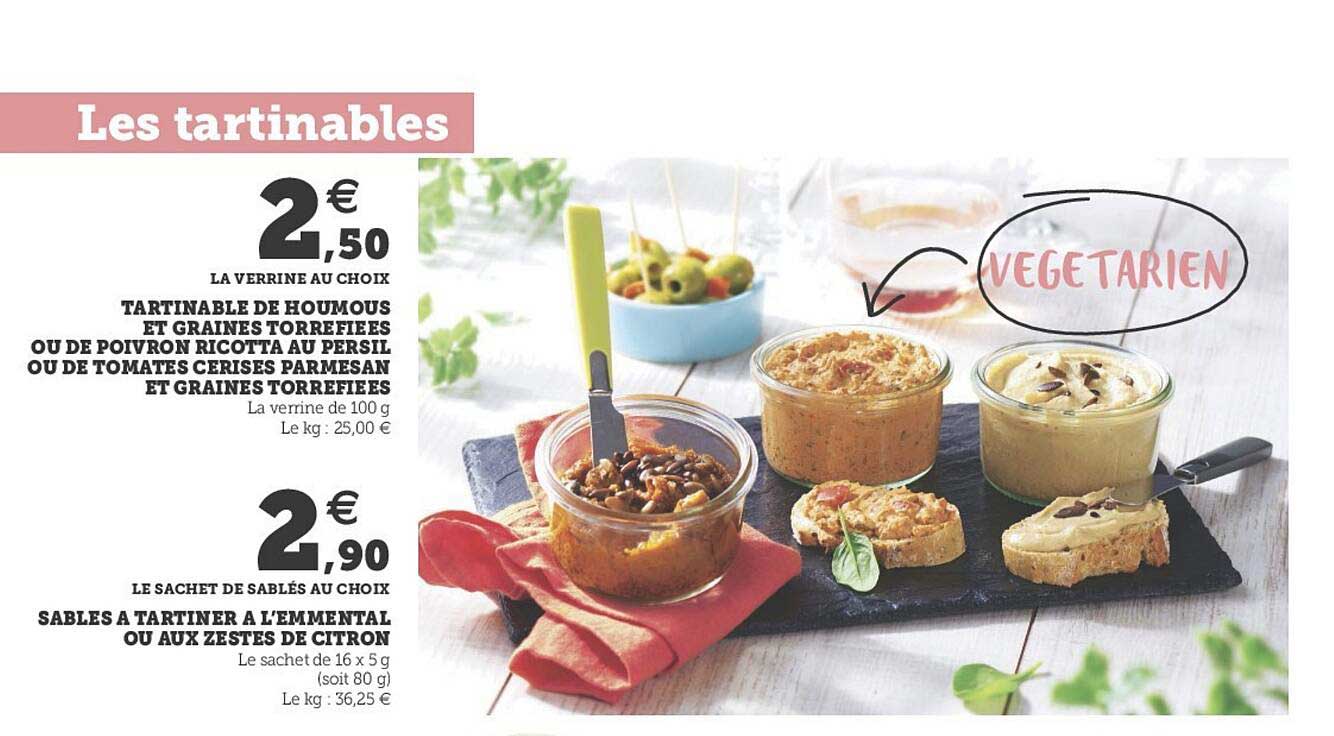 tartinable de houmous et graines torréfiées ou de poivron ricotta au persil ou de tomates cerises parmesan et graines torrefiées, sablés à tartiner à l'emmental ou aux zestes de citron