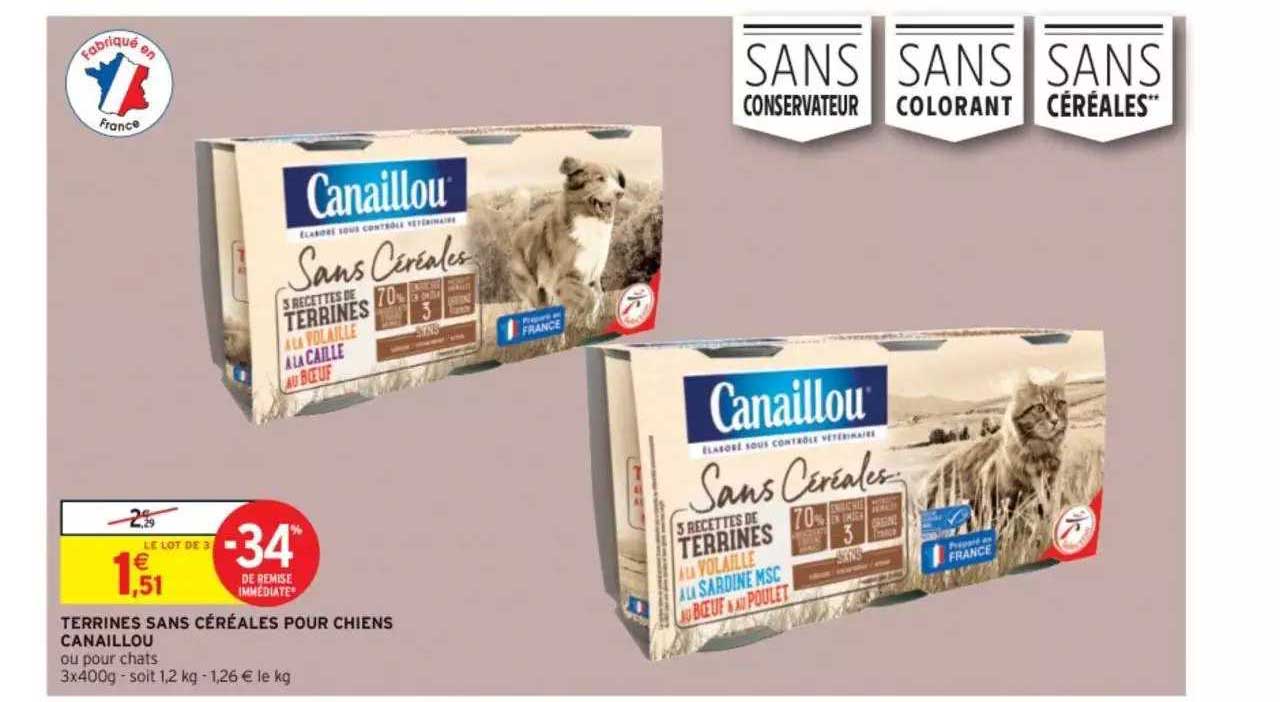 Terrines Sans Céréales Pour Chiens Canaillou