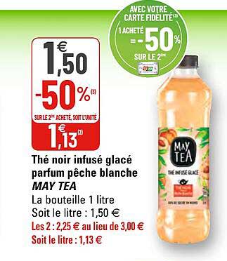 thé noir infusé glacé parfum pêche blanche may tea