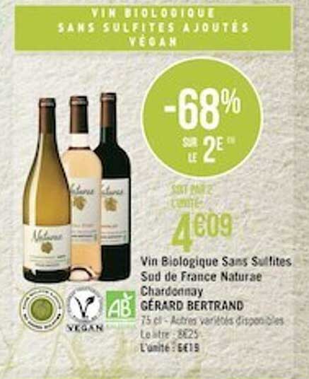 vin biologique sans sulfites sud de france naturae chardonnay gérard bertrand