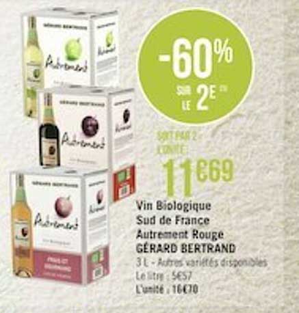 vin biologique sud de france autrement rouge gérard bertrand
