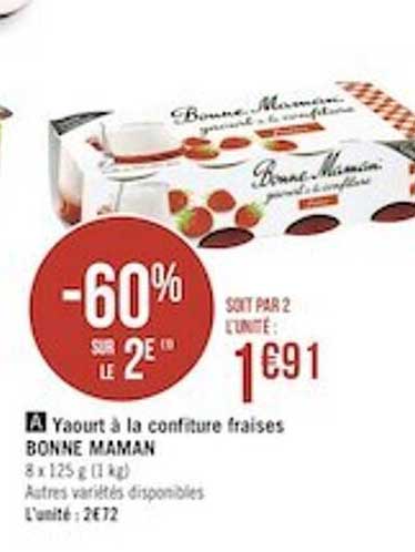 yaourt à la confiture fraise bonne maman