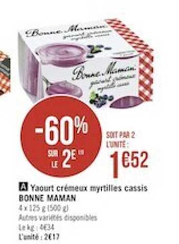 Yaourt Crémeux Myrtilles Cassis Bonne Maman
