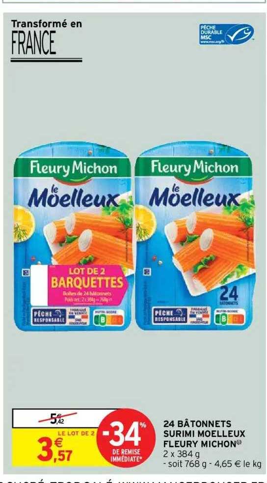 24 bâtonnets surimi moelleux fleury michon