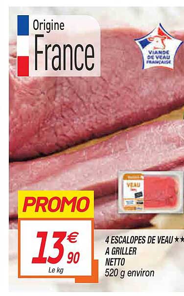 4 Escalopes De Veau à Griller Netto