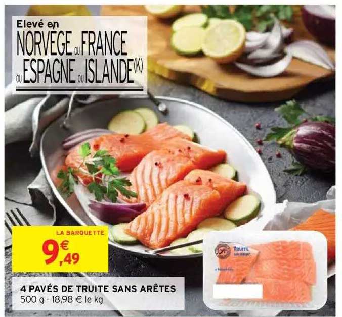4 pavés de truite sans arêtes