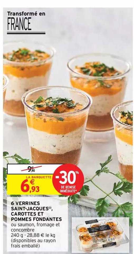 6 verrines saint-jacques, carottes et pommes fondantes