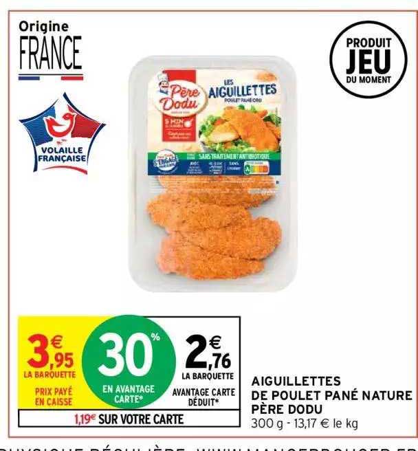 aiguillettes de poulet pané nature père dodu