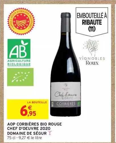 aop corbières bio rouge chef d'œuvre 2020 domaine de ségur