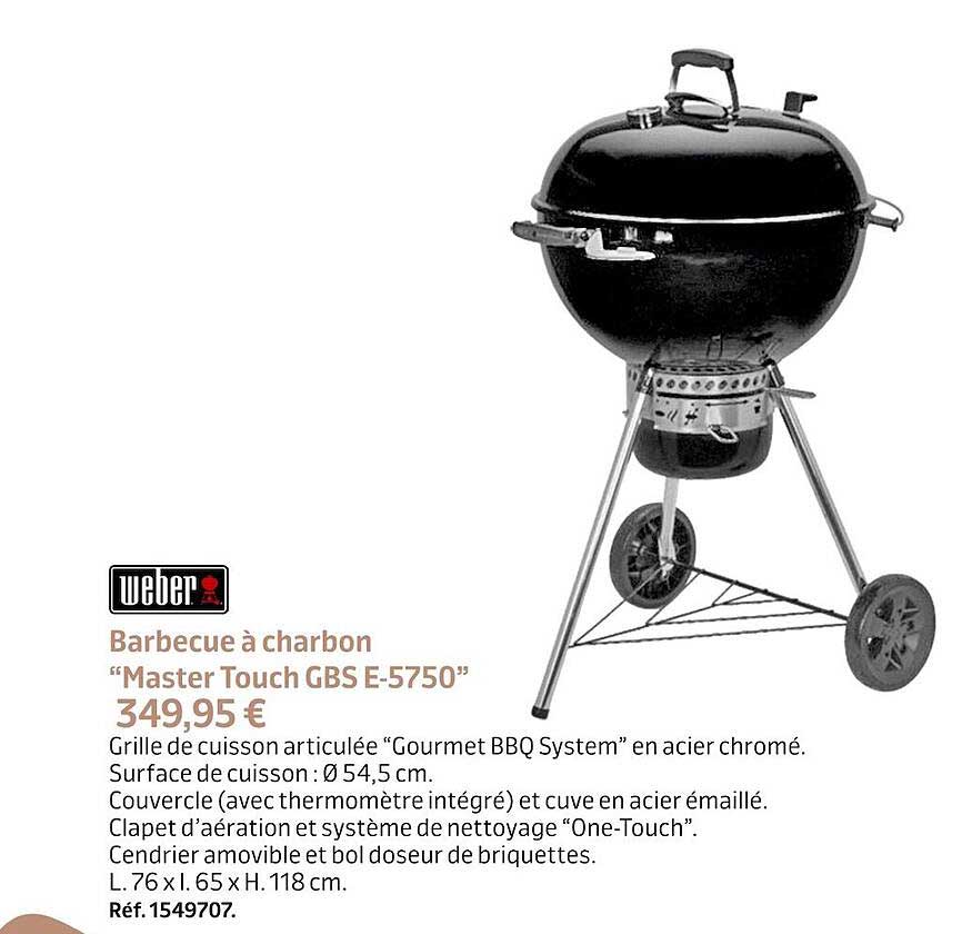 barbecue à charbon "master touch gbs e-5750" weber