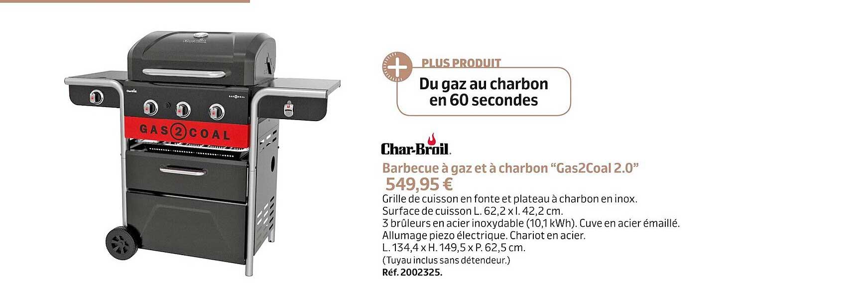 barbecue à gaz et à charbon "gas2Coal 2.0" char-broil