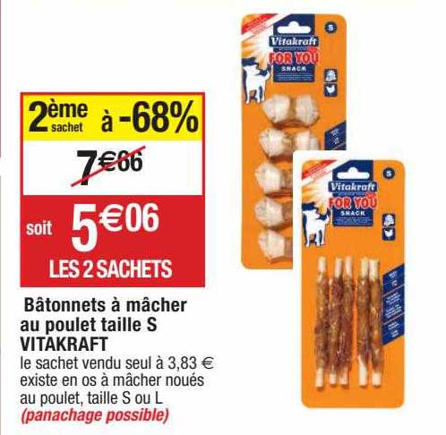 Bâtonnets à Mâcher Au Poulet Taille S Vitakraft