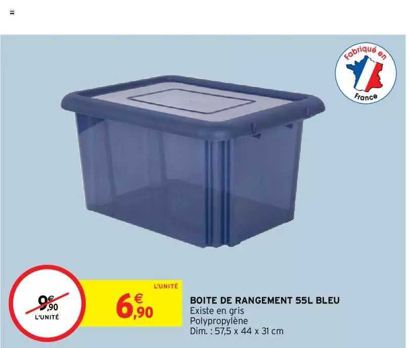 boîte de rangement 55l bleu
