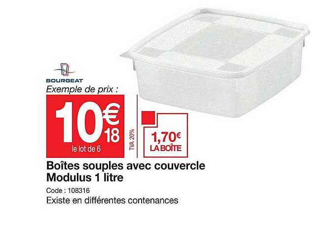 Boîtes Souples Avec Couvercle Modulus 1 Litre