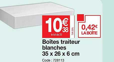 Boîtes Traiteur Blanches 35 X 26 X 6 Cm