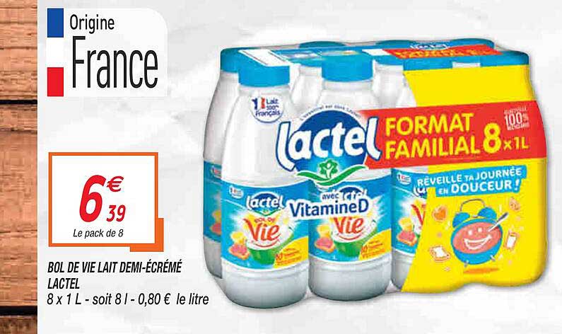 bol de vie lait demi-écrémé lactel