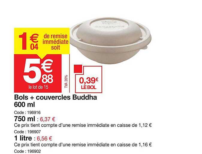 bols + couvercles buddha 600 ml, 750 ml, 1 litre