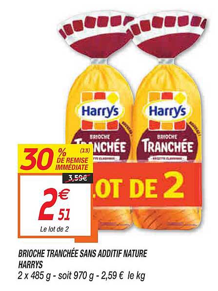 brioche tranchée sans additif nature harrys